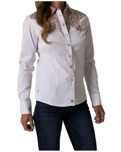 Kimes Ranch Women's Alice Floral Yoke Long Sleeve Pearl Snap Western Shirt - Wto0000033-Wht