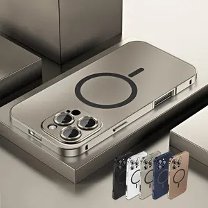 Alloy Aluminum Magnetic Case for iPhone 17 Pro Max 16 15 14 13 12 Pro Max, Metal Frame + PC Back Plate Case compatible with MagSafe Full Camera Lens Protective Cover