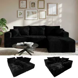 105’’ Modular L-Shape Sectional Couch, Couches for Living Room with Deep Seat, Modern Minimalist Upholstered Couches with Chaise, No Assembly Required, Premium Corduroy Fabric Sofa.