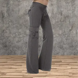 Yoga Pants for Women High Waisted Cargo Bootcut Pants,Summer Workout Leggings Tummy Control Stretch Pant with Pockets，Wide Leg & Multiple Pockets