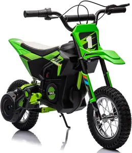 24V 7ah Kids Ride on Motorcycle,13.6MPH Fast Speed Electric Battery-Powered Off-Road Motocross with 250W Strong Motor, Chain-Driven,Leather Seat,Disc Brake,Air-Filled Tires (Green)