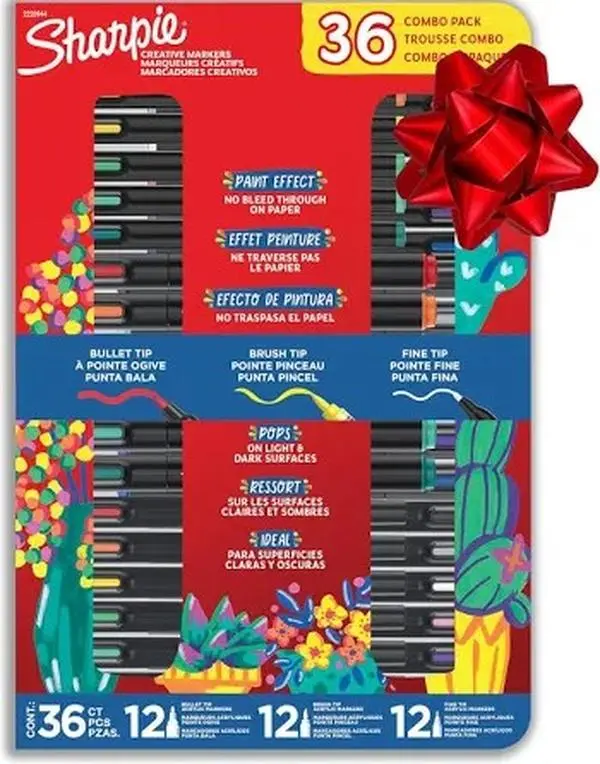 Sharpie Water-Based Acrylic Creative Markers Variety Pack, 36 Count, Assorted Tips & Colors, Works on Paper (Won’t Bleed Through), Metal, Wood, Ceramic, Glass, Rock - Office & Art Supplies