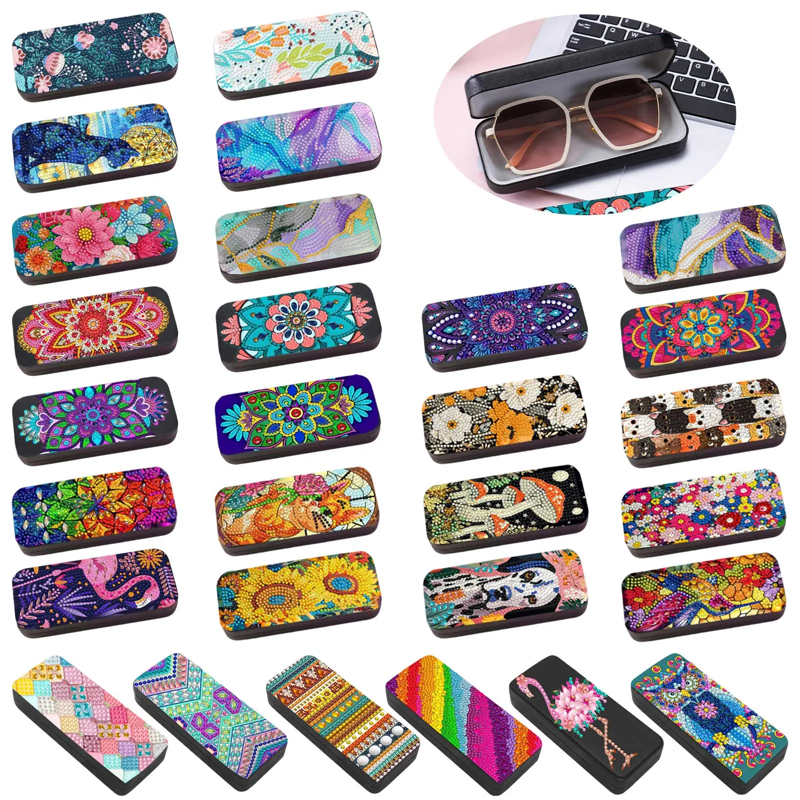 5D Diamond Painting Glasses Case - Purely Handcrafted DIY Diamond Art Storage Box, Security-Focused, Versatile for Eyewear Organization (Toys & Hobbies, DIY Needlework)