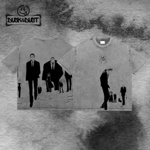 Retro Phantom Troupe Genei Ryodan Anime T-Shirt – Hunter x Hunter Graphic Tee Washed – Double Sided Print Oversized Acid-Washed Heavyweight Cotton T-Shirt – Unisex Anime Tee, Perfect Gift for Anime Fans and Lovers Menswear Tops