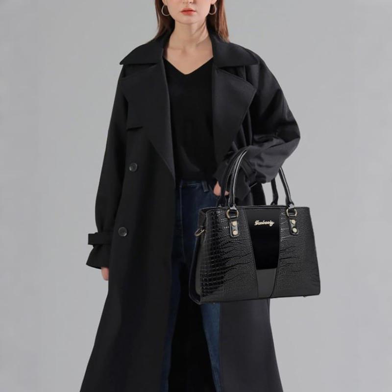 Crocodile Embossed Handbag & Wallet Set for Women Elegant Fashion Shoulder Bag Coin Purse Casual Trendy Versatile High-quality Daily Commuting Bag Set