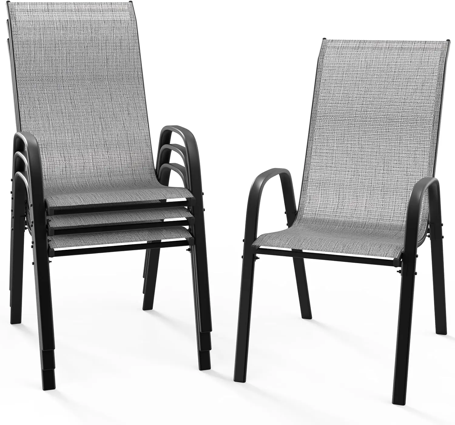 Ubesgoo Stackable Teslin Stacking Chair, Outdoor Stackable Dining Chairs for All Weather, Breathable Garden Outdoor Furniture for Backyard Deck