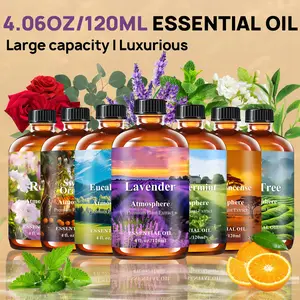 4fl.oz Natural Essential Oils Lavender, Eucalyptus, Frankincense, Sweet Orange, Peppermint Home Fragrances | Car Air Freshener, Candles, Diffuser, Humidifier, Flavored Air