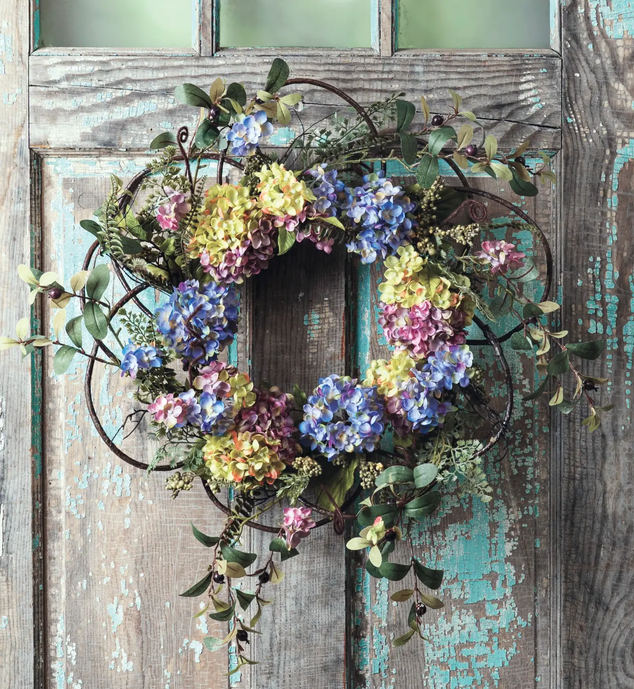 22" Cloth Hydrangea Wreath
