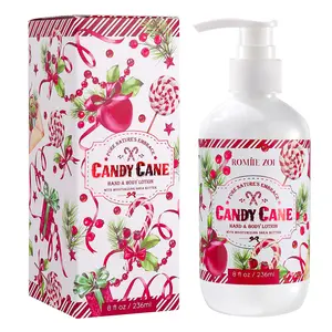 ROMIIE ZOI Christmas Hand & Body Lotion with Moisturizing Shea Butter - Candy Cane- Infused with Peppermint Candy Cane Aroma - 236 ML / 8 FL OZ