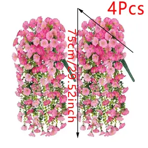 4-pack Simulated Outdoor/indoor Hanging Flower Artificial Flowers For Outside - UV Resistant Imitation Dwarf Morning Glory Series, Suitable For All-weather Decoration In Doorways, Courtyards - No Maintenance, Porch Decoration, Garden Decoration