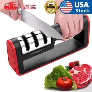 Knife Sharpener Professional Ceramic Tungsten Kitchen Sharpening System 3 Stage