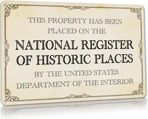 Metal Sign National Register Historic Places Vintage Tin Signs farmhouse Wall Decor Retro Art 8 x 12 inches