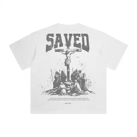 Faith Link Co. – Saved By Jesus T-Shirt – 100% Premium Cotton, Message-Driven and Scripture-Based Design (John 3:16) Big Love Menswear Set
