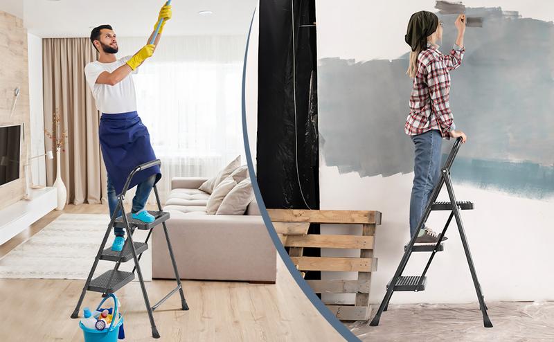 Heavy Duty Step Ladder, Lightweight Foldable Stool for Adults, Small Ladder Ideal for Kitchen and Home Use, Durable Folding Step Stools, Portable Kitchen Ladders with Sturdy Constructio