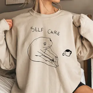 Self Care Sweatshirt, Funny Frog Self Care, Frog Yoga Sweatshirt, Funny Trending Sweatshirt, Frog Self Care Hoodie, Positive Sweater