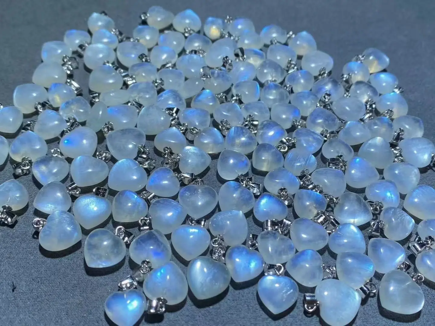 Shine(13586)gc.moonstone heart silver pendant