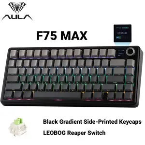 Aula F75 MAX Wireless Mechanical Keyboard with TFT Screen and Knob, Gasket Gaming Keyboard in 75% Layout, Hot Swappable, RGB Backlight, for PC/Mac/Linux (Blue&White&Purple)