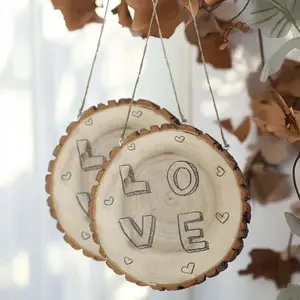 2 Pack Natural Blank Hanging DIY Wood Sign, Round Wood Plaques 8" Dia