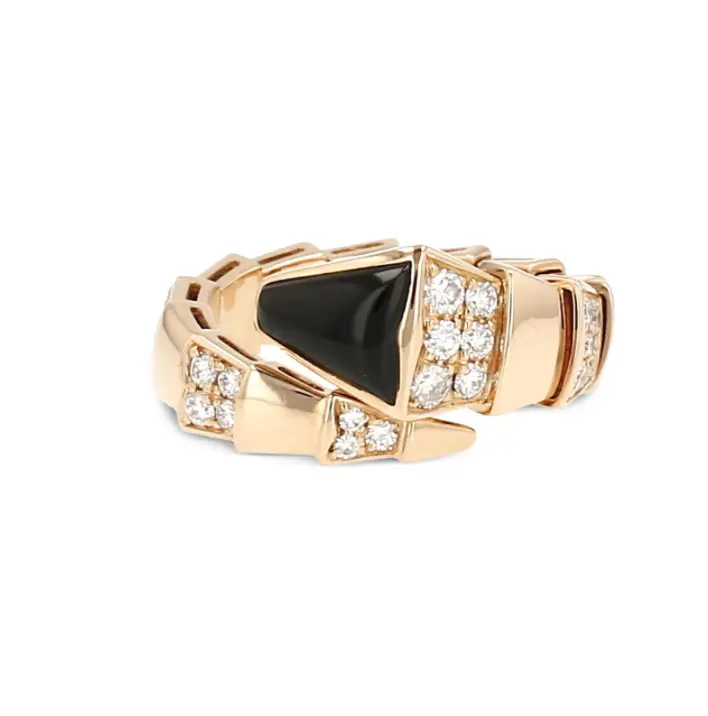 Pre-owned Bvlgari 'Serpenti Viper' Onyx and Dia Ring， non full set