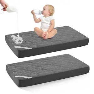 【BEDLORE】Waterproof Crib Mattress Protector 2-Pack, Soft & Breathable Crib Mattress Pad, Noiseless & Machine Washable Toddler Mattress Cover for Standard Baby Crib (52" x 28")