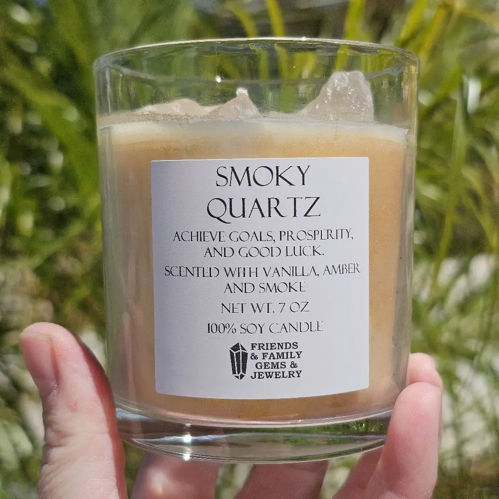 Smoky Quartz Crystal Candle