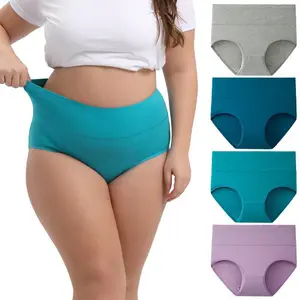 Women's Plus Size XL-5XL High Waisted Cotton Underwear 4-Pack, Soft & Comfortable Full Coverage Briefs, Breathable Stretchy Fabric for Everyday Wear & All-Day Comfort Womenswear Minimalist