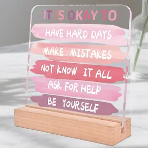 Inspirational Acrylic Desktop Sign, Positive Affirmation Decor, Home Office Self-Love Gift, Boosts Mood & Confidence, Made in China, Acrylic Plaque Sign, Acrylic Desktop Decoration