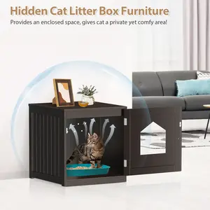 ZENY Cat Hidden Litter Box Cat Enclosure Furniture End Table Pet House Pet Supplies Brown
