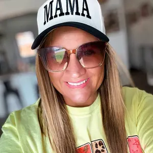 Mama black and white embroidered hat