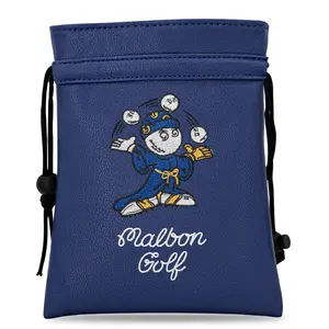 Golf Valuables Bag with Drawstring Closure, Portable Packaging Bag for Golf Balls, Unisex Kung Fu Fisherman Embroidered Waterproof Pouch, Golf Accessories