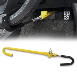 Car Steering Wheel to Brake Pedal Lock Auto Security Product Anti-Theft Lock Device Bright Yellow Universal