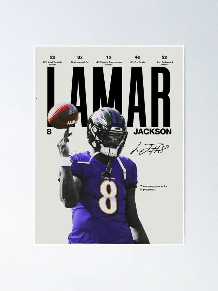 Lamar Jackson Poster, Baltimore Ravens, Sports Art Print Poster( Unframed - Print Only )
