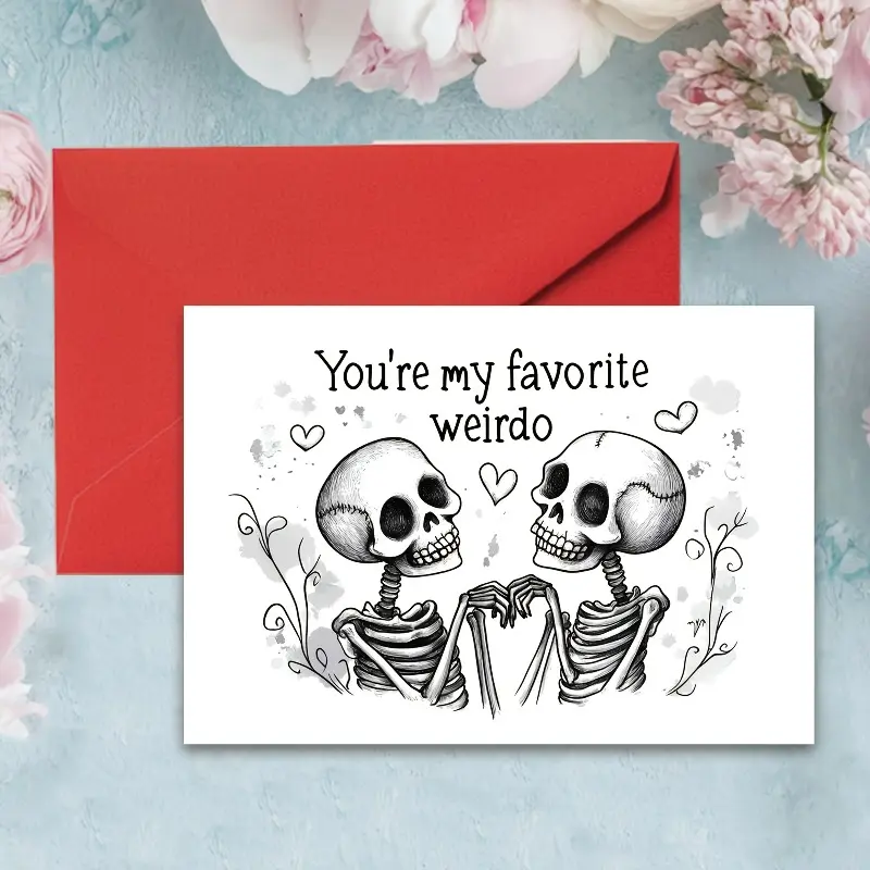 1 piece of fun Valentine's Day greeting card - perfect for anniversary and longing messages, black Gothic themed stationery gift, ideal choice for partners