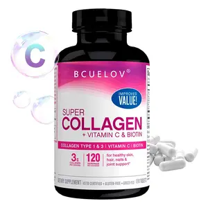 Bcuelov collagen health supplement with vitamin c and biotin - supports healthy skin, nails and hair,120 capsules