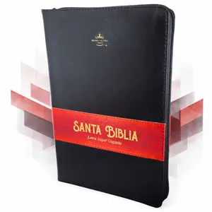 Biblia con Cierre Letra Super Gigante 19 puntos Mediana RV1960 imit piel duotono negro y rojo con indice