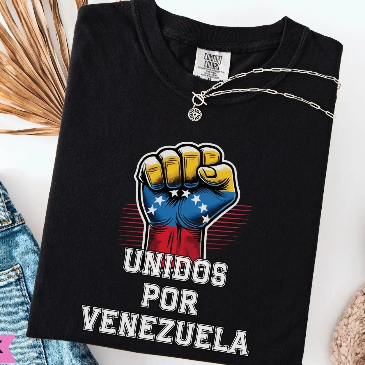 Comfort Colors Venezuela Shirt, Unidos Por Venezuelan Flag Fist Tee, Latin American Pride, Patriotic Solidarity Spanish Shirt Unisex Womenswear Graphic Tops R3V