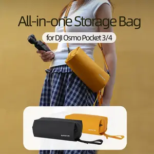 for DJI Osmo Pocket 3/4 Storage Carrying Case, Yellow/Black, Perfect for Daily Use, Outdoor Sports, Holiday Travel and Ideal Gift, Lightweight Protable Design | All-in-one Shoulder Bag | Camera Protector and Storage | Free Storage Bag Shoulder Strap