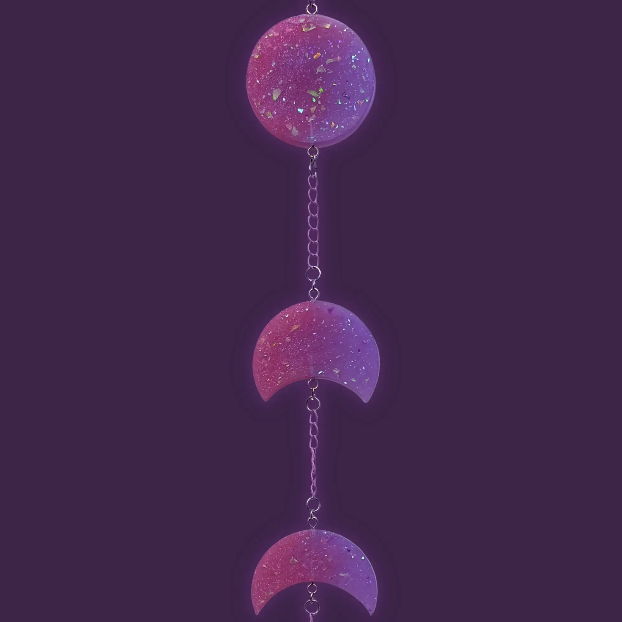 Mini Pink & Purple Glow Moon Phase – Rose Quartz Crescent Moon Shaped Crystal