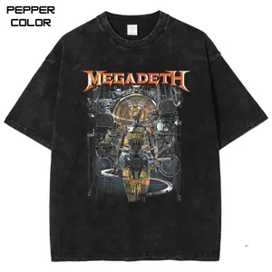 Megadeth Cyber Machine Skull Graphic T-shirt, Heavy Metal Rock Band 90s Tour Tee, Stylish Crew Neck Short Sleeve T-Shirt, Unisex Streetwear for Men Women, fans Gift