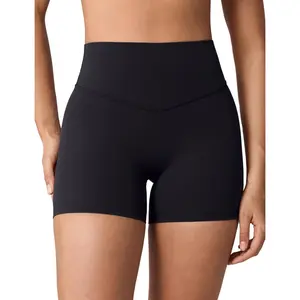 UNISSU Hugcurve No Front Seam High Waisted Workout Biker Shorts for Women 4" Tummy Control Buttery Soft Yoga Gym Short Pants