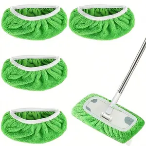 4 Pack Flat Floor Mop Replacement Cloths, Strong Stain Moisture Pickup, Dual Use for Wet Dry Cleaning, Easy Care（Mop Excluded）