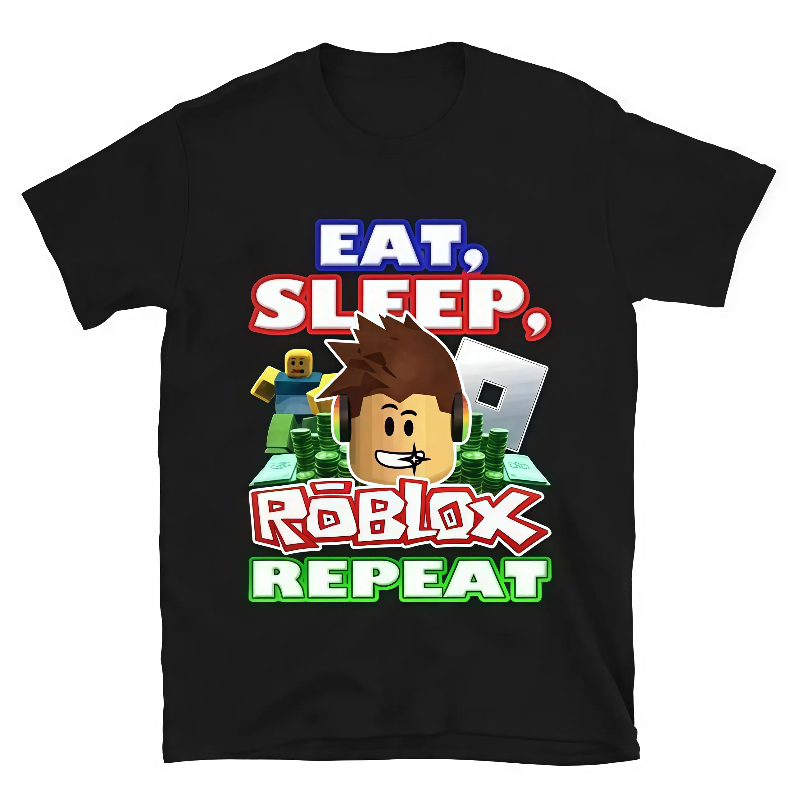 Eat, Sleep, Roblox Repeat Roblox Shirt Showcasing Nostalgic and Iconic Gaming Artwork graphic tees