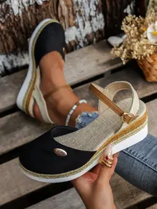 Women's summer new ankle-strap wedge platform Boho Sandals, closed-toe design, fashionable and comfortable daily casual sandals, suitable for casual outings and summer activities, an ideal choice for all-day comfort and support.