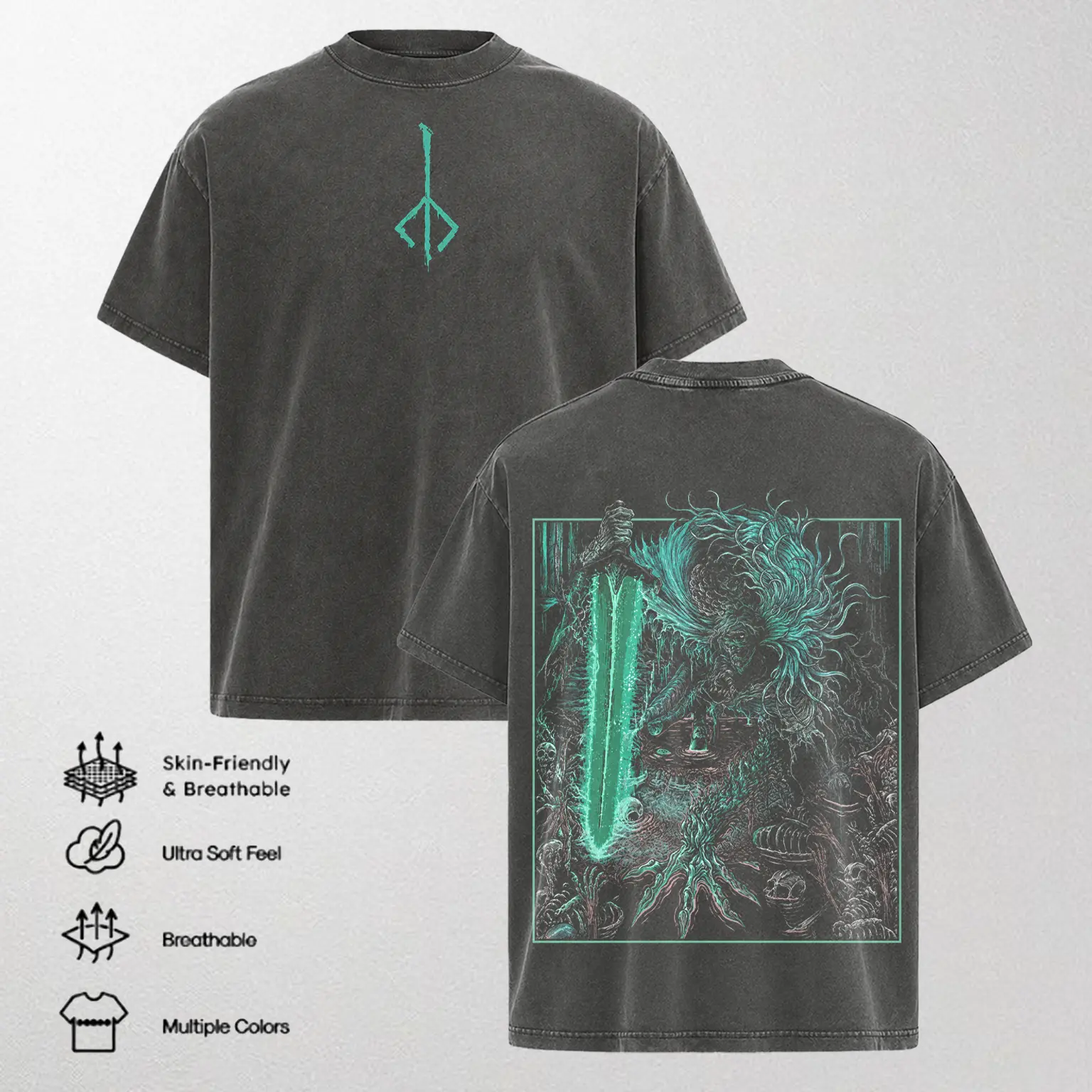 Bloodborne T-Shirt Ludwig Holy Moonlight Sword Vintage Oversized Soulsborne Gaming Graphic Tee Faded Dark Fantasy Gothic Streetwear Y2K Merch Gift For Game Fan