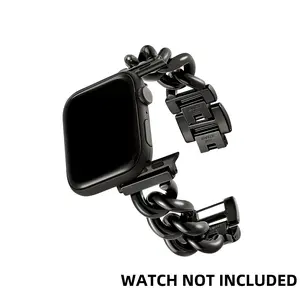 Stainless Steel Watch Band (Band Only), 1 Count Fashionable Cowboy Chain Watch Band for Men & Women, Replacement Watch Band for Apple Watch SE Series