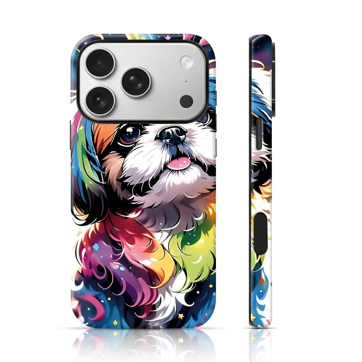 Rainbow Shih Tzu Dog Design Mobile Phone Case TPU for iPhone 17 Pro Max/16 Pro Max /15Pro Max 15/14/13/12 & Samsung S26 /S25Ultra Unique Phone Case