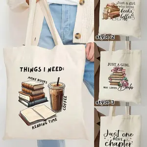 Personalized Canvas Book Bag, Large Capacity Travel Beach Bag, Teacher Christmas Gift, University Essential, Shoulder Bag, Lightweight Tote Bag