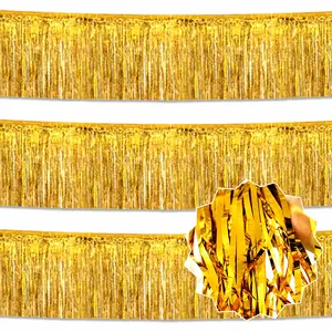3 Pack 10 Ft Foil Fringe Garland Metallic Streamers Tinsel Banner Wall Hanging Backdrop For Parade Floats  Christmas Thanksgiving Year Party Decorations