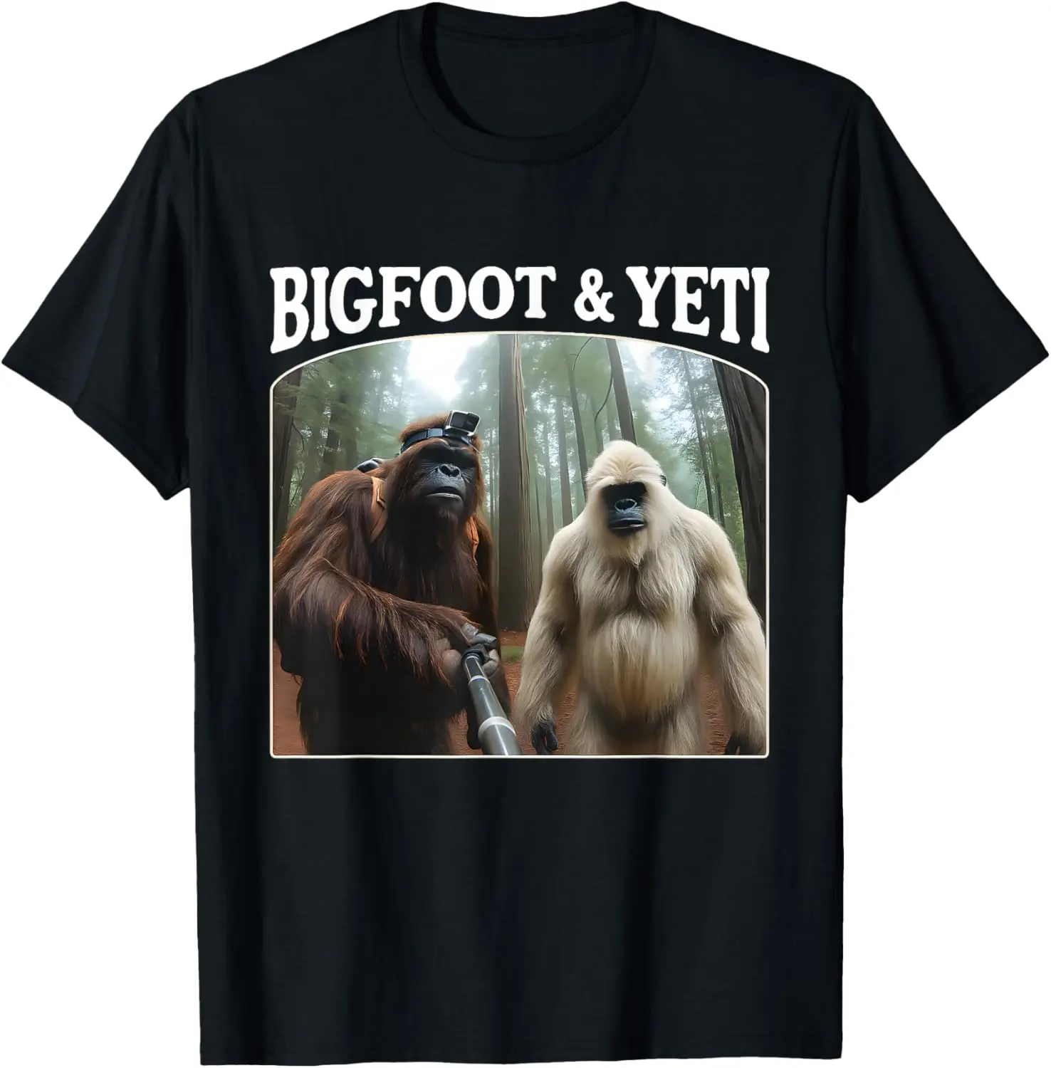 Bigfoot & Yeti Funny Sasquatch Bigfoot Vlogs for Hikers T-Shirt Pure Cotton Graphic Tees Menswear Top: Gifts for Men & Women Streetwear Soft