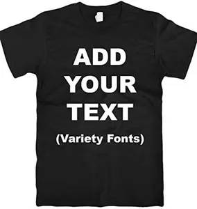 Black Short Sleeve T-Shirt with Customizable Text in Variety Fonts for Personalization